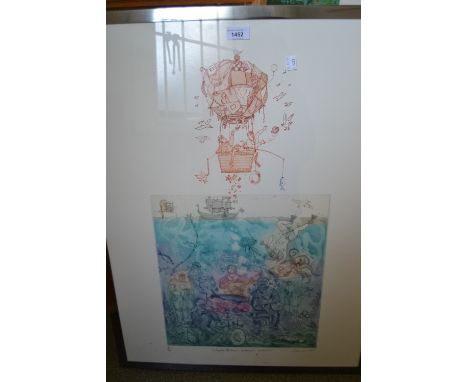 Chris Orr R.A., artist signed Limited Edition lithograph, ' Charlie Parker's Underwater Orchestra ', No. 9 of 50, dated 1997,