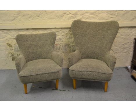 Ernest Race, mid 20th Century Limited Edition three piece DA model sitting room suite comprising settee, easy chair and wing-