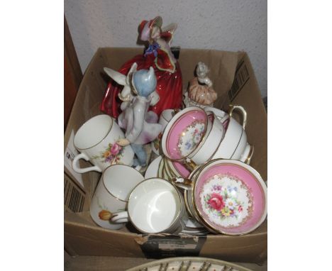 Royal Worcester figure ' Fantails ' together with a Royal Doulton figure ' Autumn Breezes ', small Italian porcelain figure, 