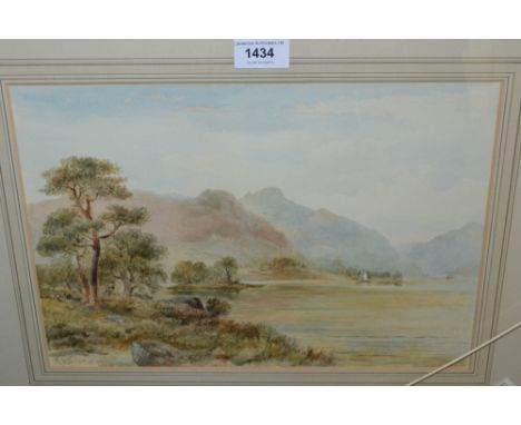 W. Appleton, watercolour, view of Lake Windermere, together with a watercolour, figure before thatched cottages, signed J.M.D