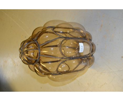 Early to mid 20th Century glass and metal work lantern form light fitting 