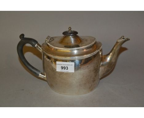 Victorian oval Sheffield silver teapot in George III style 