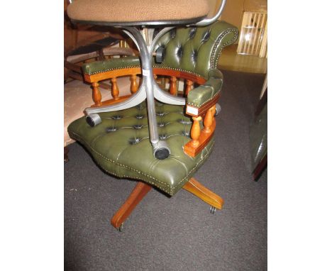 Reproduction and button leather upholstered swivel office chair 