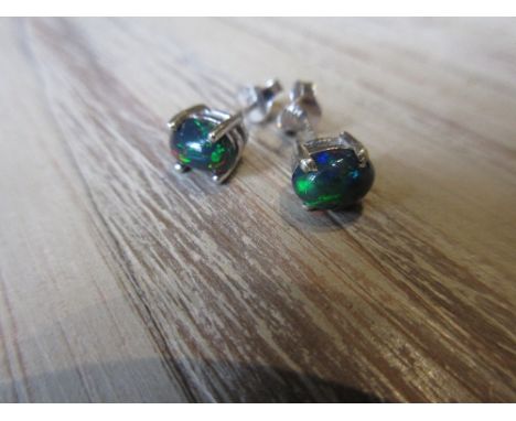 Pair of black Ethiopian opal stud earringsThese are 925 silver 