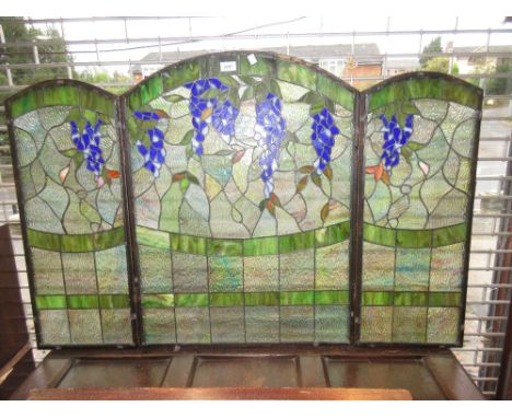 Meyda American stained leaded glass three fold firescreen 