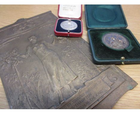 Red leather cased R.A.F. silver medal, together with a cased silver plated medal, ' The Worshipful Company of Painters, 1929 