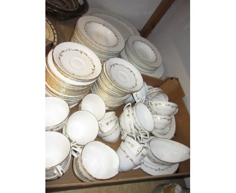 Extensive Royal Worcester gold Chantilly pattern twelve place setting dinner and tea service 