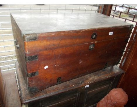 19th Century camphor wood trunk with hinged lid 