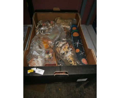 box of vintage miniature toys and animal figures