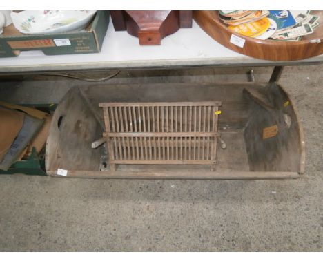 vintage wooden wash tub and plate rack