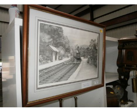 signed limited edition print of Haverthwaite station signed John S Gibb