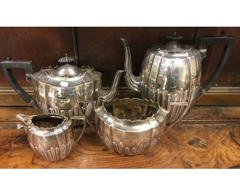 A good quality heavy silver four piece half fluted tea and coffee service. Sheffield. By JD&amp;S. Approx. 1579 grams. Est. £