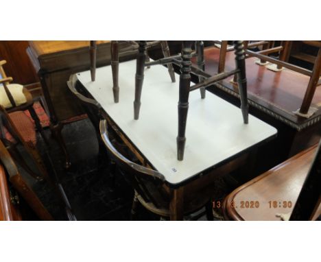 A vintage Hygena enamel top kitchen table  
