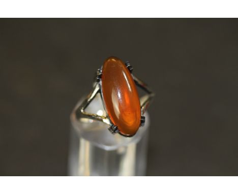 Sterling silver and American fire opal (5.5cts) ring with Gemporia certificate