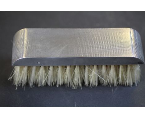 Engine turned silver backed clothes brush