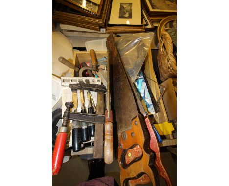Small quantity of mixed hand tools, clamps etc