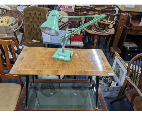 A retro green painted Herbert Terry Anglepoise lamp together with a retro coffee tableLocation: 