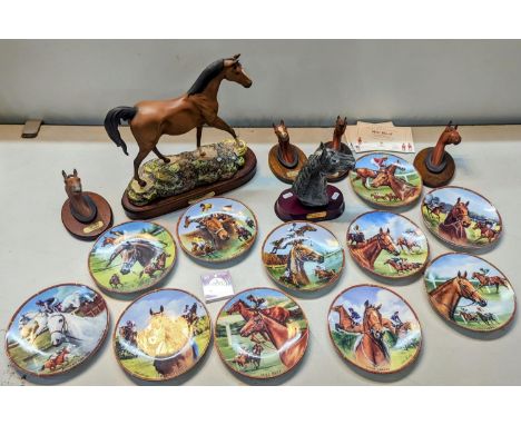 A mixed lot of equestrian related items to include a large Royal Doulton model of a horse entitled The Champion, Royal Worces