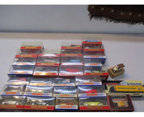 A collection of approximately 30 boxed Dinky toy cars and others to include Mustang, the R Type Bentley and othersLocation: 