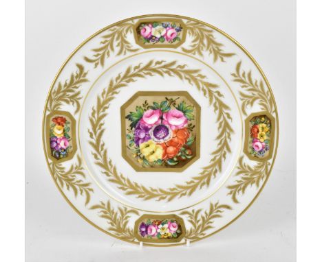 An early 19th century Derby porcelain cabinet plate, circa 1800-1820, probably painted by William Billingsley, with octagonal