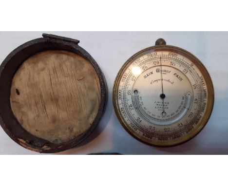 J Hicks, a surveying aneroid compensated barometer, circa 1900, No 6081, in fitted leather case (case A/F)Location: 3:1 