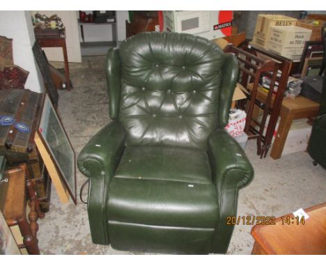Sherbourne Ti motion electric reclining armchair, upholstered in green button back leatherLocation: 