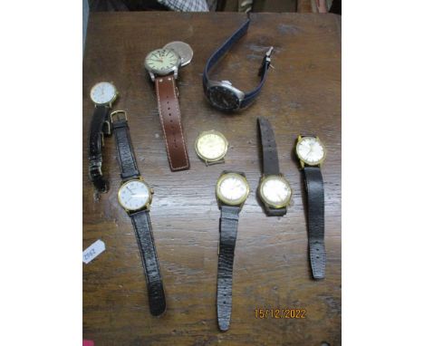 A group of wristwatches to include a Montine 17-jewel manual wind watch, an Exodo and Albana automatic wind watches, and othe