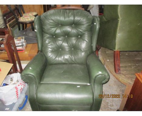 Sherbourne Ti motion electric reclining armchair, upholstered in green button back leatherLocation: 