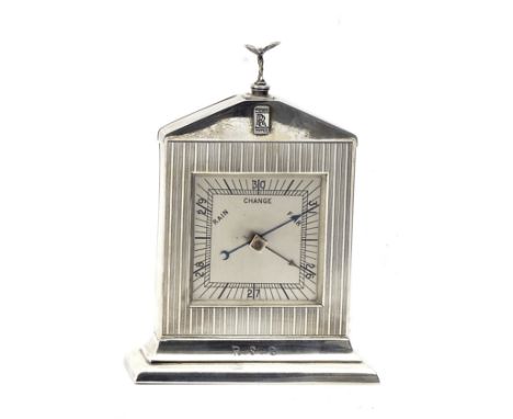 A Rolls-Royce sterling silver desk barometer by Saunders &amp; Shepherd, presented as a Christmas gift for 1933,square dial, 