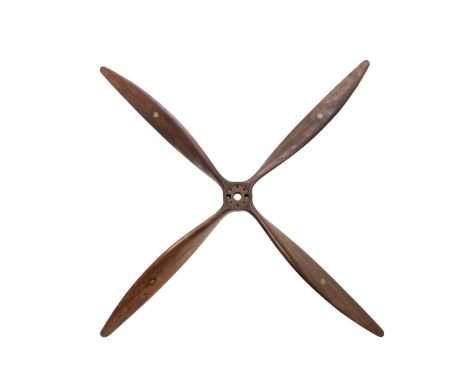 A World War 1 four bladed wooden propeller by Lockraft &amp; Westcott Ltd for 70Hp Renault No 10 areo engine, pre-1916,the hu