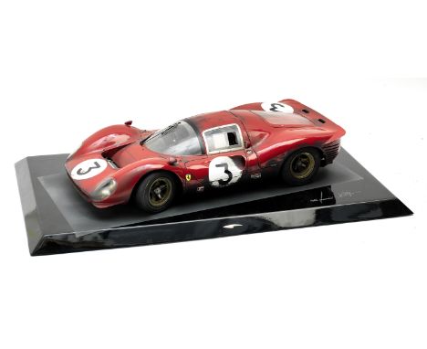 A 1:8 scale model of the Monza 1,000Km Winning Ferrari 330 P4, by Patrice De Conto,personalised kerbside model, resin body wi