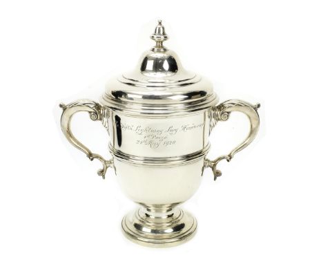 A BARC Brooklands 1920 Fifth Lightning Long Handicap winner's sterling silver trophy, for victory by Harry Hawker in Sunbeam,