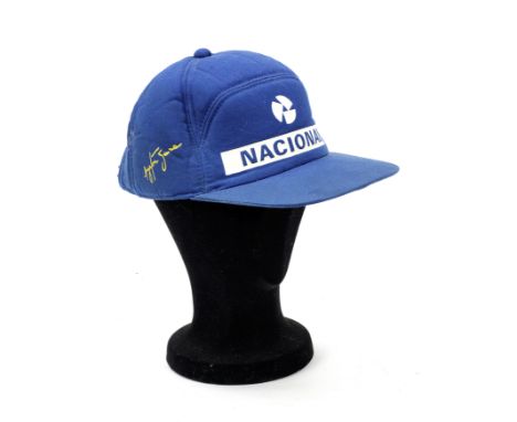 Ayrton Senna's Australian Grand Prix 1993 Nacional baseball cap,gifted to Alan Read personally by Ayrton Senna at the Austral