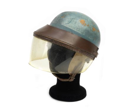 A Herbert Johnson racing helmet formerly the property of G L Harbin, 1950s,size 38, composite, finished light blue, with clot