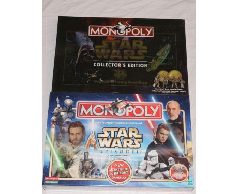 Two sealed and unopened Monopoly Star Wars board games including Episode II and Collector's Edition 