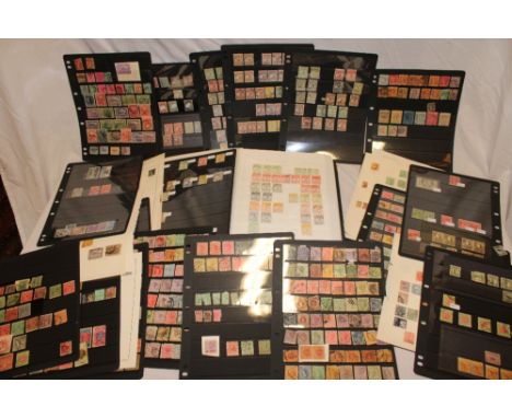 A stock book and various album pages containing a collection of Australian States stamps including numerous kangaroo examples