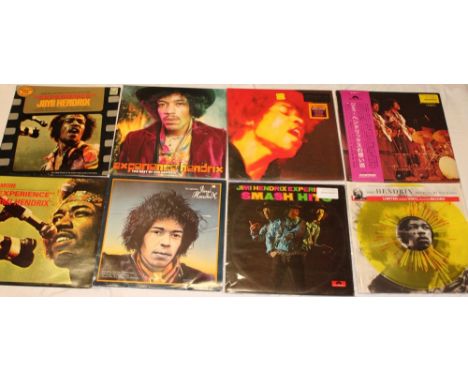 A selection of Jimi Hendrix albums including yellow vinyl LP