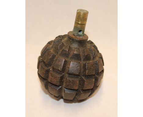 A First War inert German Kugel grenade with brass top