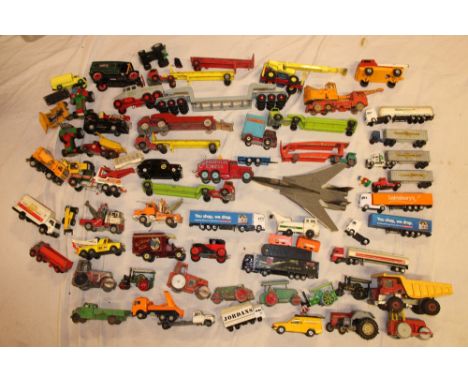 Various toy commercial vehicles including modern Corgi Classics car transporters, lorries and various other vehicles 