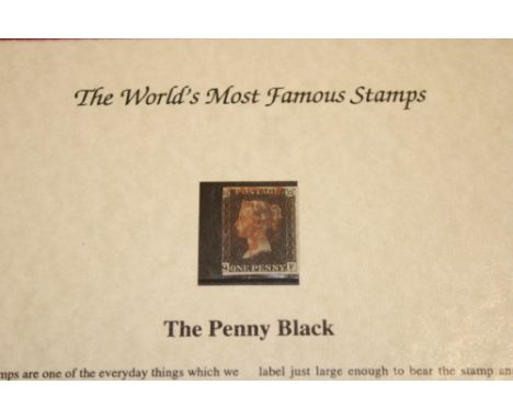 An 1840 penny black, 3 margin with red Maltese cross cancel in presentation folder 