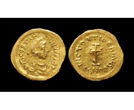 578-582 AD. Constantinople mint. Obv: DM COSTANTINVS PP AG (sic) legend with pearl-diademed, draped and cuirassed bust right.