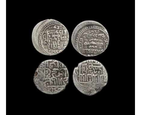 18th-19th century AD. Group comprising: inscriptional dirhams; different issues. 2.93, 4.82 grams, 20 and 18mm. [2, No Reserv