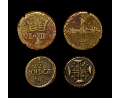 18th century AD. Group comprising: France, Louis XV period. Obv: lis-ended double voided cross. Rev: crown above VII D XII GR