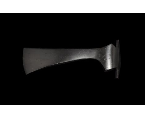 9th-11th century AD.
An iron axehead with triangular-section long blade extending to a narrow bevelled edge, socket with smal