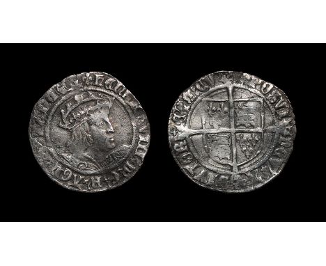 1529-1543 AD. Second coinage, Laker bust D. Obv: profile bust with HENRIC VIII D G R AGL Z FRANCE legend and 'lis' mintmark. 