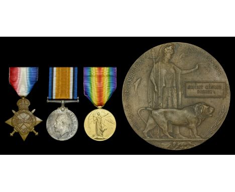 Three: Private E. G. Parker, Northamptonshire Regiment, who was killed in action on the Western Front on 9 May 1915, aged jus