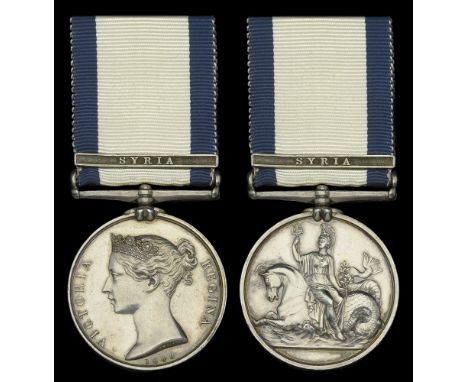 Naval General Service 1793-1840, 1 clasp, Syria (G. T. M. Martin, Asst. Surgn.) light marks, otherwise nearly extremely fine 