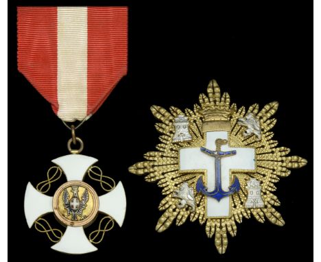 Italy, Kingdom, Order of the Crown, Knight’s breast badge, gold and enamel, good very fine  Spain, Kingdom, Order of Naval Me