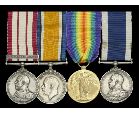 Four: Leading Seaman J. Weller, Royal Navy, later Coast Guard  Naval General Service 1915-62, 1 clasp, Persian Gulf 1909-1914