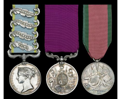 Three: Gunner D. Blane, Royal Artillery  Crimea 1854-56, 4 clasps, Alma, Balaklava, Inkermann, Sebastopol, unofficial rivets 